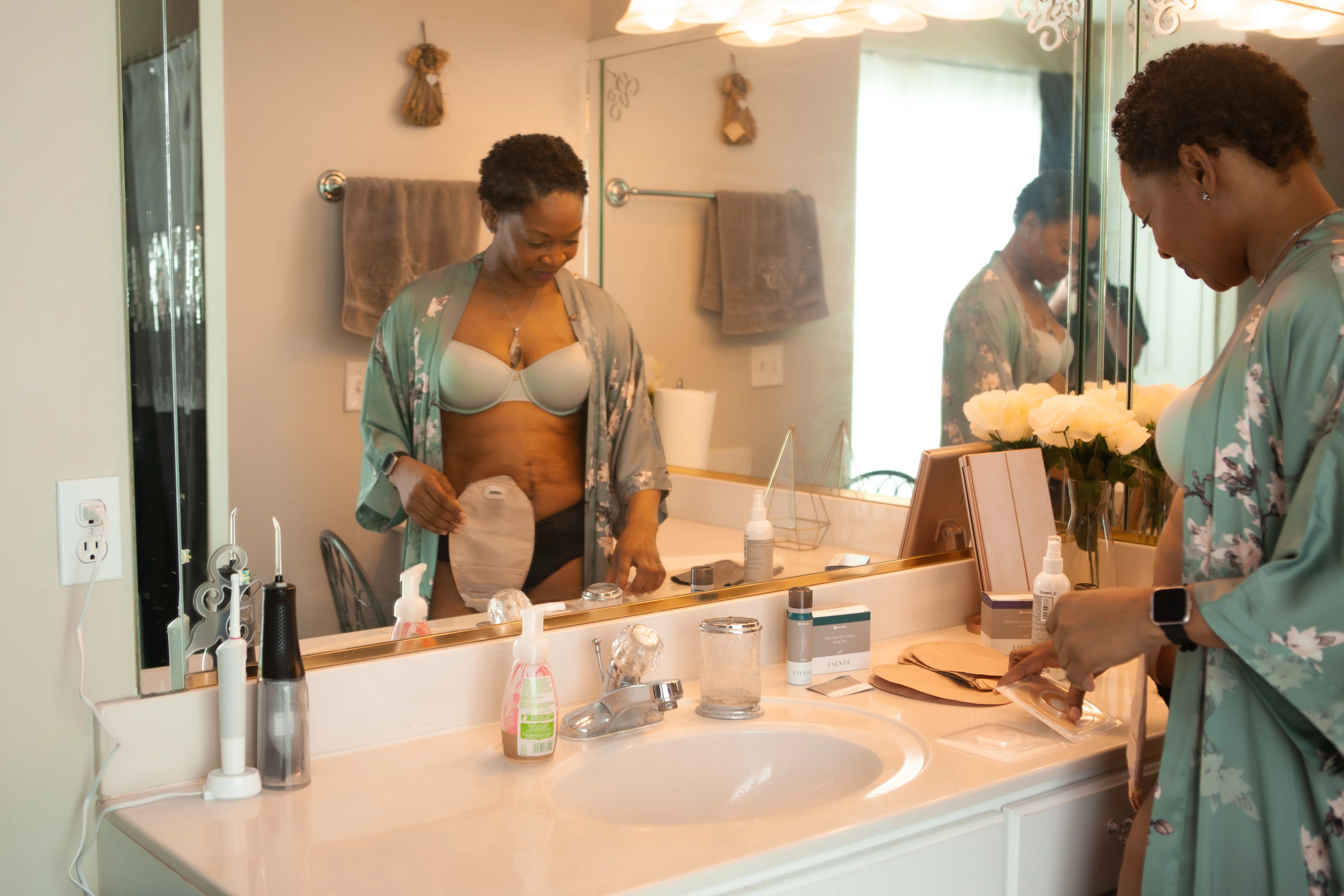 a person in a bathroom