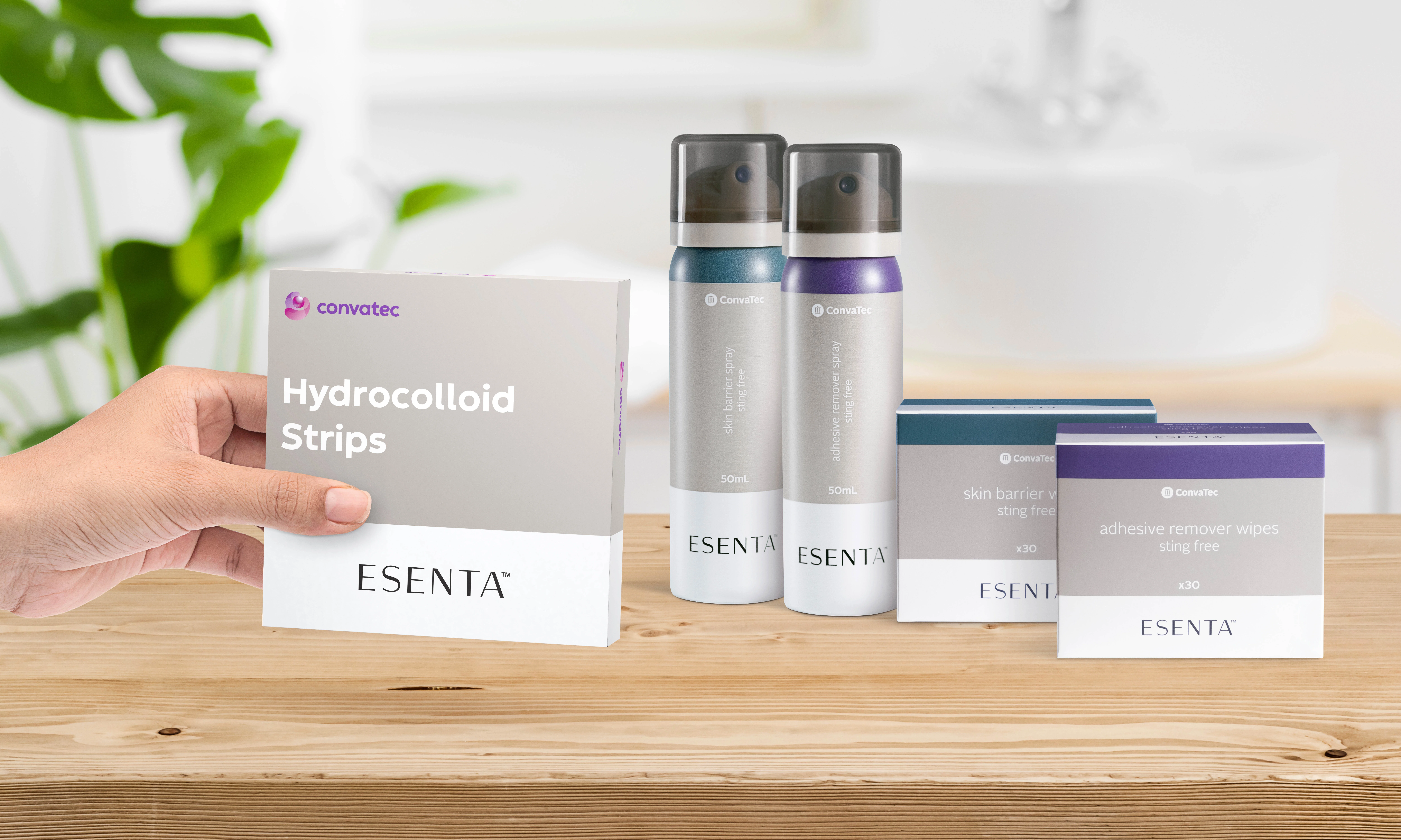 Esenta Pflegeprodukte mit einer Hand